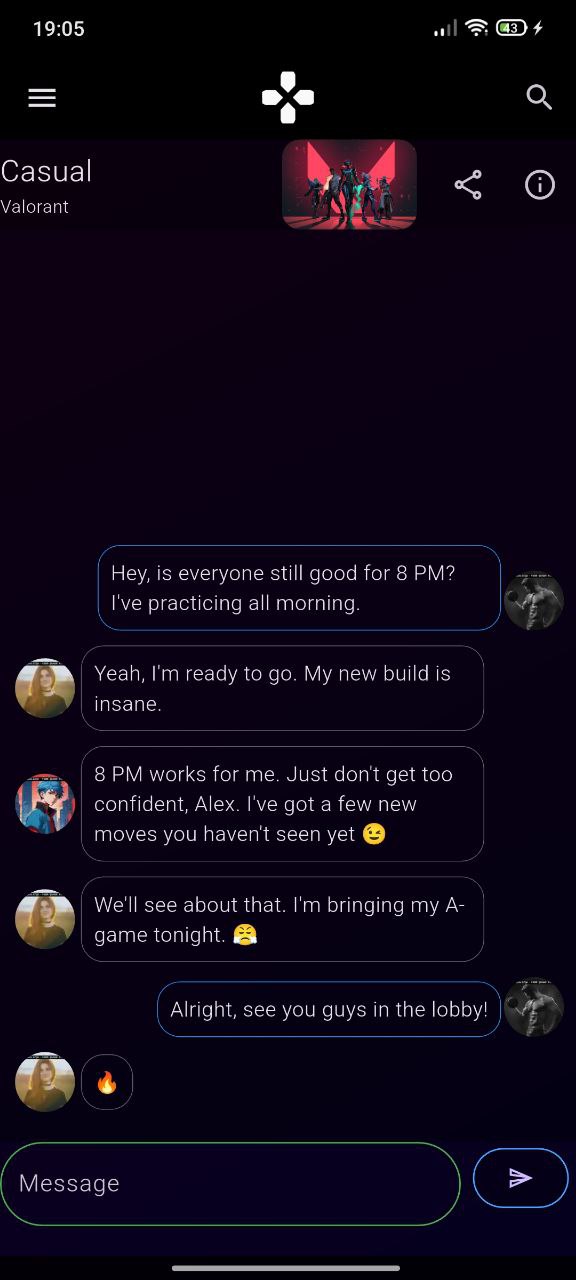 GameMatch app - Match Lobby screen